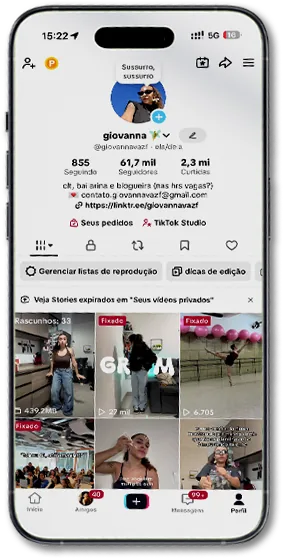 Perfil da Giovanna no TikTok